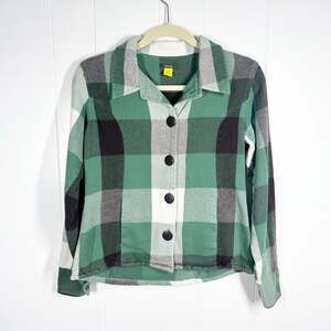 Cabela's Green Plaid Women's Flannel Short Button Front Shacket Small
